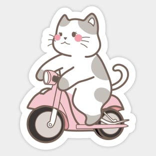 Meao riding motorcycle Sticker